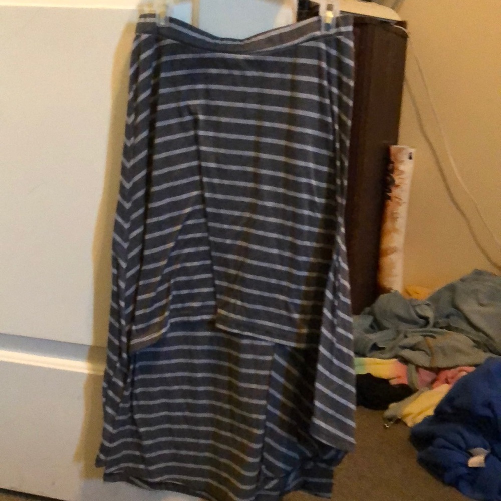 New Stripe Grey High-Low Skirt